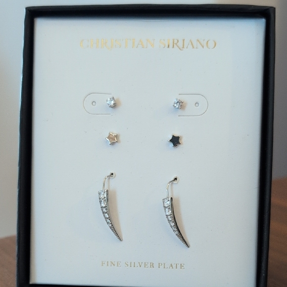 Christian Siriano Silver Earrings Set - Picture 1 of 5